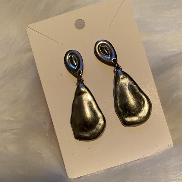 Silver Hammered Earrings - Picture 2 of 2